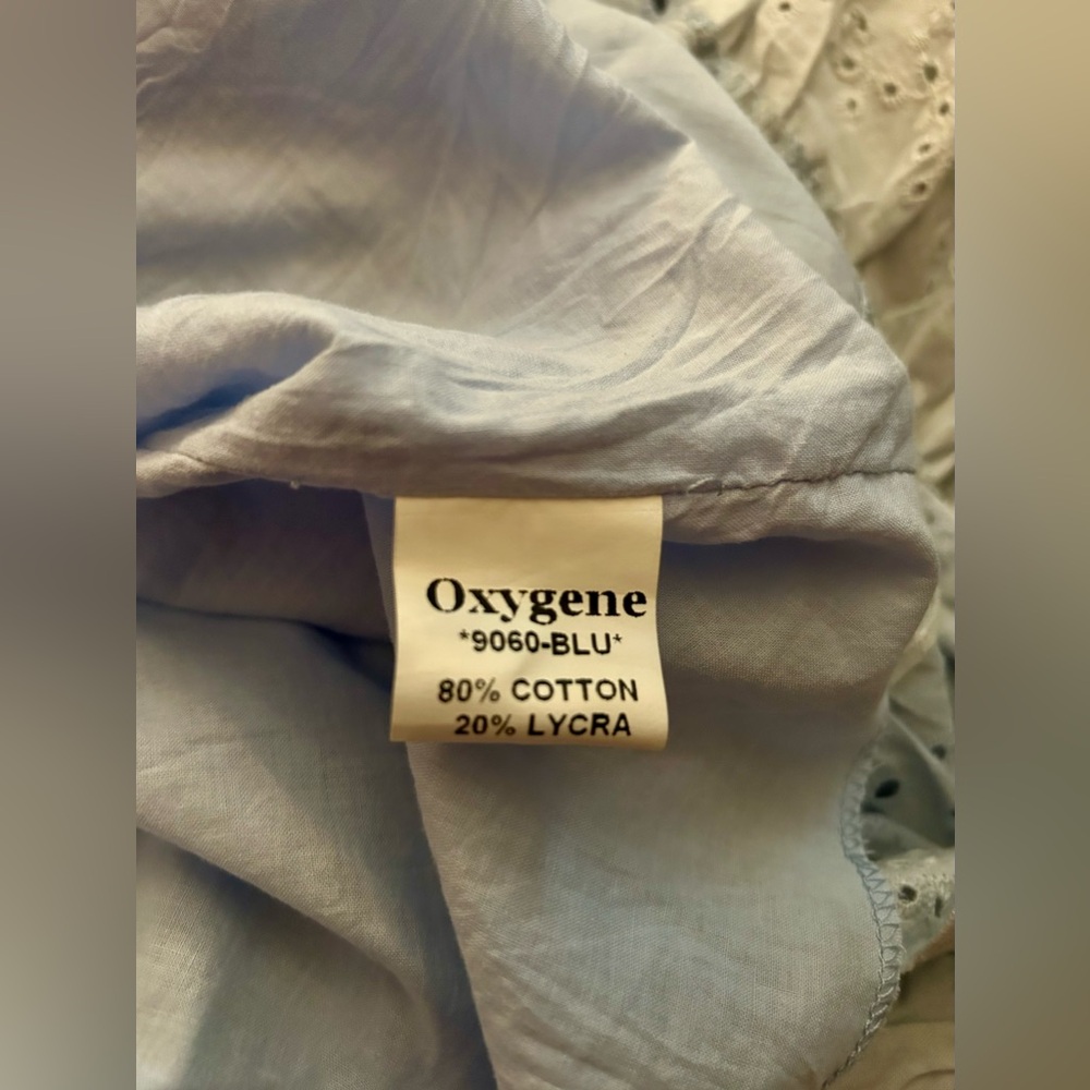 Embroidered Light Blue Maxi Skirt with Eyelet Trim - Picture 11 of 11